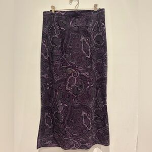 Vintage Notations Women’s Size Large Purple Paisley Long Skirt w/ Side Slits